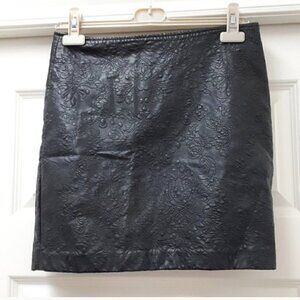 𝅺FAUX leather skirt embroidered skirt